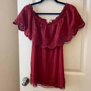 Deep Red Off-The-Shoulder Top
